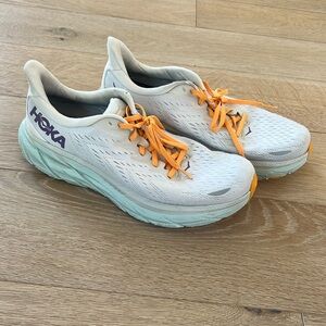 Hoka One One White and Orange Running Shoes